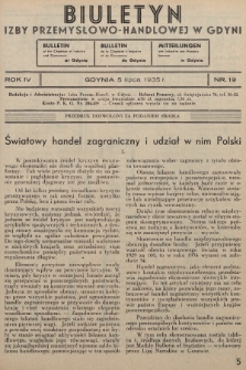 Biuletyn Izby Przemysłowo-Handlowej w Gdyni. 1935, nr 19
