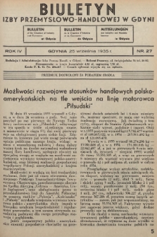 Biuletyn Izby Przemysłowo-Handlowej w Gdyni. 1935, nr 27