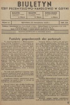 Biuletyn Izby Przemysłowo-Handlowej w Gdyni. 1935, nr 33