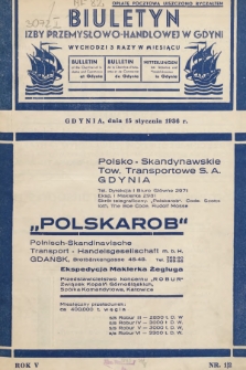 Biuletyn Izby Przemysłowo-Handlowej w Gdyni. 1936, nr 1/2