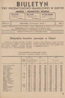 Biuletyn Izby Przemysłowo-Handlowej w Gdyni : handel i transport morski. 1937, nr 7