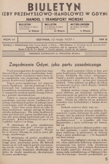 Biuletyn Izby Przemysłowo-Handlowej w Gdyni : handel i transport morski. 1937, nr 9