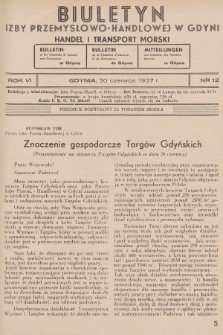Biuletyn Izby Przemysłowo-Handlowej w Gdyni : handel i transport morski. 1937, nr 12
