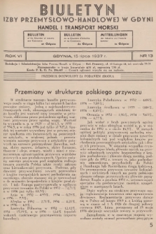 Biuletyn Izby Przemysłowo-Handlowej w Gdyni : handel i transport morski. 1937, nr 13