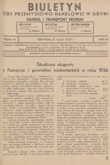 Biuletyn Izby Przemysłowo-Handlowej w Gdyni : handel i transport morski. 1937, nr 14