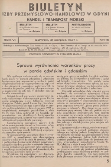Biuletyn Izby Przemysłowo-Handlowej w Gdyni : handel i transport morski. 1937, nr 16