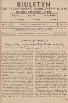 Biuletyn Izby Przemysłowo-Handlowej w Gdyni : handel i transport morski. 1937, nr 22