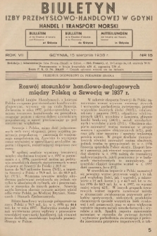 Biuletyn Izby Przemysłowo-Handlowej w Gdyni : handel i transport morski. 1938, nr 15