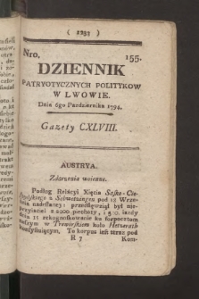 Dziennik Patryotycznych Politykow we Lwowie. 1794, nr 155