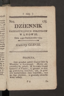 Dziennik Patryotycznych Politykow we Lwowie. 1794, nr 175