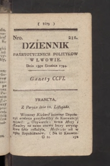 Dziennik Patryotycznych Politykow we Lwowie. 1794, nr 212