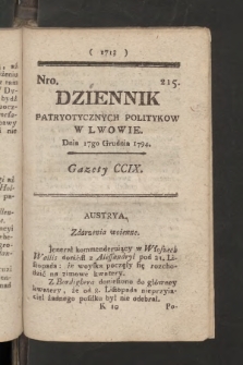 Dziennik Patryotycznych Politykow we Lwowie. 1794, nr 215