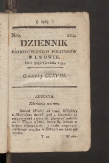 Dziennik Patryotycznych Politykow we Lwowie. 1794, nr 224