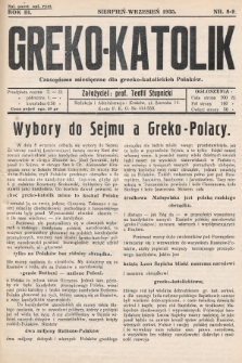 Greko - Katolik : czasopismo miesięczne dla grecko-katolickich Polaków. 1935, nr 8-9
