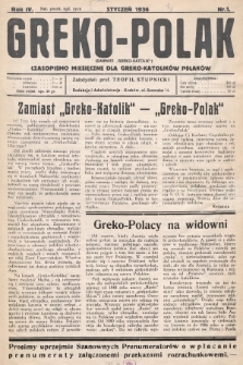 Greko - Polak : czasopismo miesięczne dla greko-katolików Polaków. 1936, nr 1