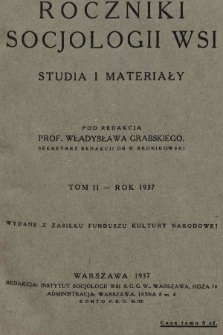 Roczniki Socjologii Wsi : studia i materiały. 1937