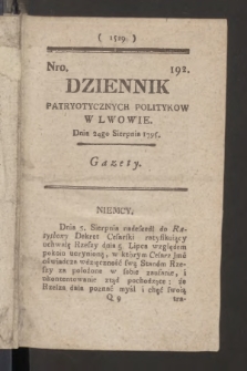 Dziennik Patryotycznych Politykow we Lwowie. 1795, nr 192