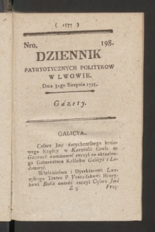 Dziennik Patryotycznych Politykow we Lwowie. 1795, nr 198