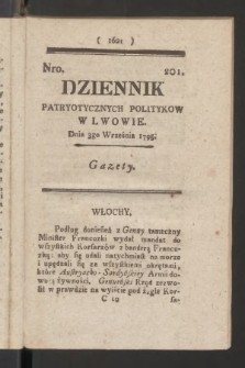 Dziennik Patryotycznych Politykow we Lwowie. 1795, nr 201