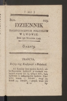 Dziennik Patryotycznych Politykow we Lwowie. 1795, nr 203