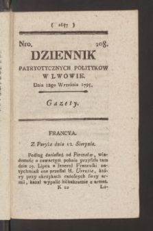 Dziennik Patryotycznych Politykow we Lwowie. 1795, nr 208