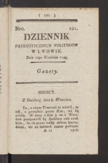 Dziennik Patryotycznych Politykow we Lwowie. 1795, nr 221