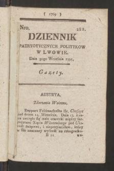 Dziennik Patryotycznych Politykow we Lwowie. 1795, nr 222