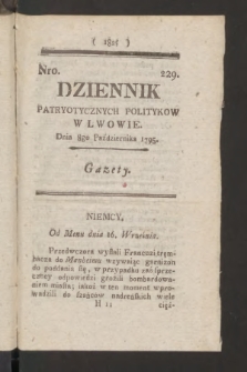 Dziennik Patryotycznych Politykow we Lwowie. 1795, nr 229
