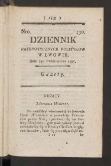 Dziennik Patryotycznych Politykow we Lwowie. 1795, nr 230