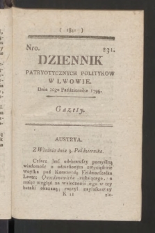 Dziennik Patryotycznych Politykow we Lwowie. 1795, nr 231