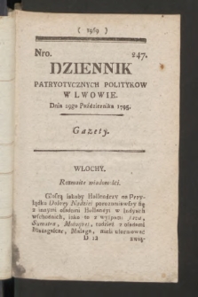 Dziennik Patryotycznych Politykow we Lwowie. 1795, nr 247