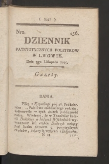 Dziennik Patryotycznych Politykow we Lwowie. 1795, nr 256