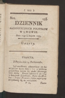 Dziennik Patryotycznych Politykow we Lwowie. 1795, nr 258