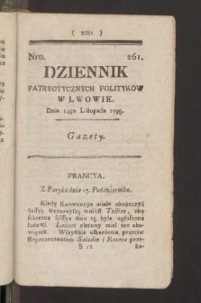 Dziennik Patryotycznych Politykow we Lwowie. 1795, nr 261