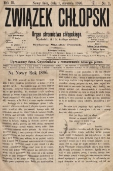 Związek Chłopski : organ stronnictwa chłopskiego. 1896, nr 1