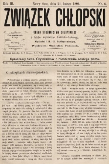 Związek Chłopski : organ stronnictwa chłopskiego. 1896, nr 6