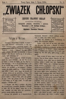Związek Chłopski : jedyny prawny organ stronnictwa chłopskiego : pismo polityczne, ekonomiczne i społeczne. 1894, nr 9