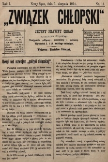 Związek Chłopski : jedyny prawny organ stronnictwa chłopskiego : pismo polityczne, ekonomiczne i społeczne. 1894, nr 11