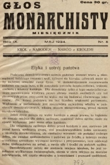 Głos Monarchisty : miesięcznik. 1934, nr 5