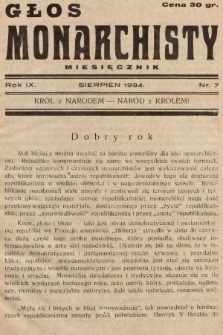 Głos Monarchisty : miesięcznik. 1934, nr 7