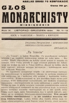 Głos Monarchisty : miesięcznik. 1934, nr 11-12 (nakład drugi po konfiskacie)