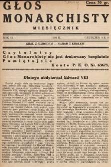 Głos Monarchisty : miesięcznik. 1936, nr 9