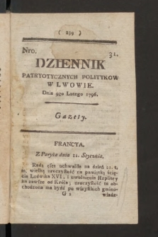 Dziennik Patryotycznych Politykow we Lwowie. 1796, nr 31