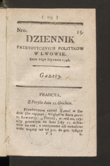 Dziennik Patryotycznych Politykow we Lwowie. 1796, nr 15