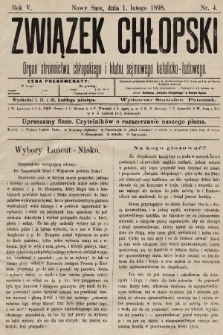 Związek Chłopski : organ stronnictwa chłopskiego i klubu sejmowego katolicko-ludowego. 1898, nr 4