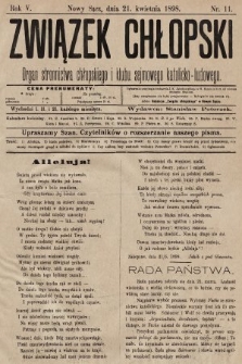 Związek Chłopski : organ stronnictwa chłopskiego i klubu sejmowego katolicko-ludowego. 1898, nr 11