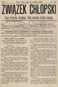 Związek Chłopski : organ stronnictwa chłopskiego i klubu sejmowego katolicko-ludowego. 1898, nr 35