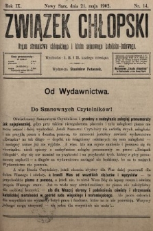 Związek Chłopski : organ stronnictwa chłopskiego i klubu sejmowego katolicko-ludowego. 1902, nr 14