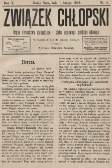 Związek Chłopski : organ stronnictwa chłopskiego i klubu sejmowego katolicko-ludowego. 1903, nr 4