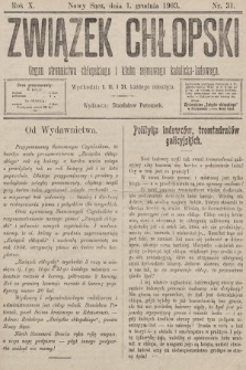 Związek Chłopski : organ stronnictwa chłopskiego i klubu sejmowego katolicko-ludowego. 1903, nr 31